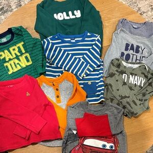 2 sweatshirts 3 Carter’s long sleeve onsie, 4 long sleeve shirts